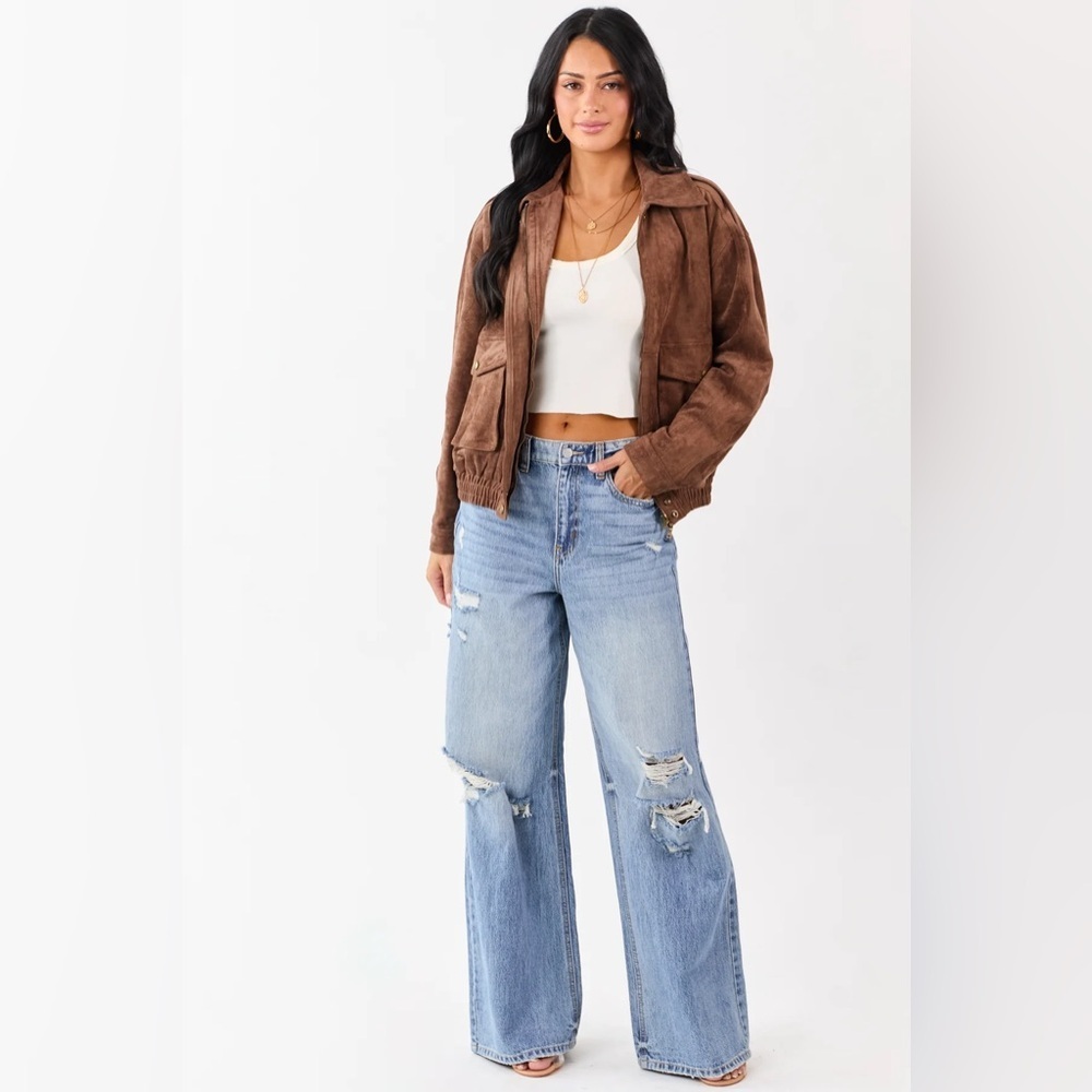 NWT Cello High Rise Ultra Wide Leg Distressed Denim Relaxed Fit Jeans - Picture 9 of 9